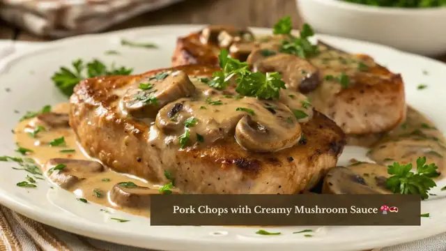 'Video thumbnail for Pork Chops with Creamy Mushroom Sauce | Easy & Delicious Dinner Idea'