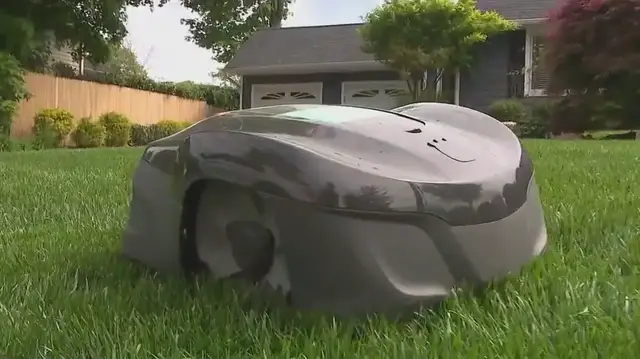 'Video thumbnail for LI lawncare company uses robotic mowers'