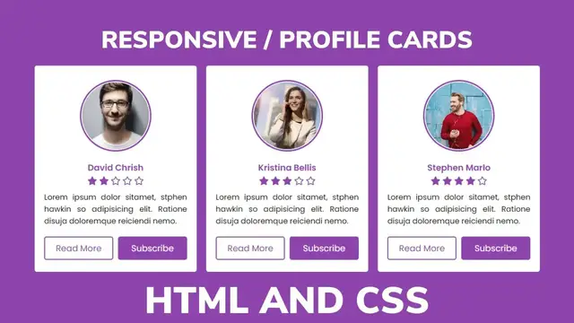 'Video thumbnail for Responsive Profile Cards using HTML and CSS _ Profile Page Design'