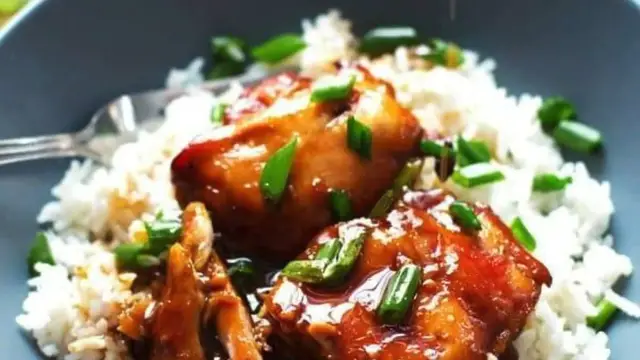 'Video thumbnail for Sticky Bourbon Chicken with Rice recipe'