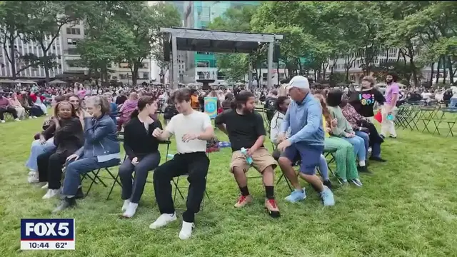 'Video thumbnail for Bryant Park 'musical chairs' event sparks friendly feud'
