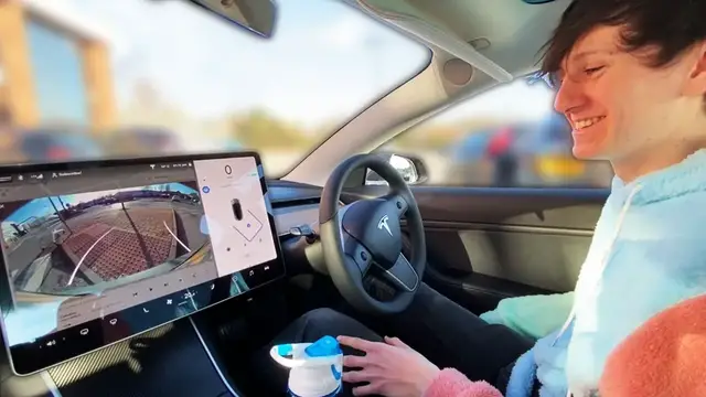 'Video thumbnail for Giving Tesla Model 3 AUTOPARK another chance! - it parked me on a footpath?'