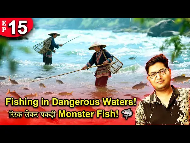 'Video thumbnail for Fishing in Dangerous Waters! रिस्क लेकर पकड़ी Monster Fish! 🦈 | VRrtro #VRrtro'
