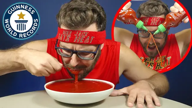 'Video thumbnail for Most hot sauce eaten in three minutes'