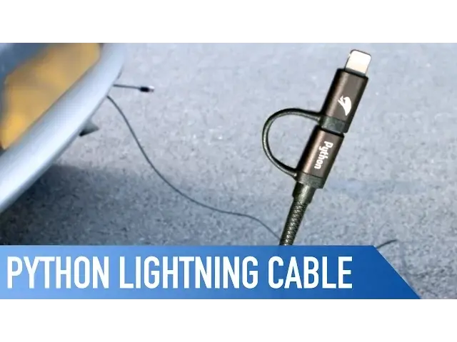 'Video thumbnail for WORLD'S STRONGEST LIGHTNING CABLE! Can it tow a car? Python Cable | Review'