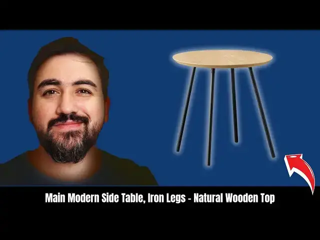 'Video thumbnail for Main Modern Side Table, Iron Legs - Natural Wooden Top'