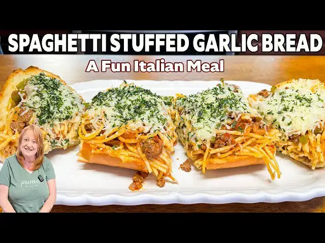 'Video thumbnail for SPAGHETTI STUFFED GARLIC BREAD A Fun Italian Weeknight Meal'