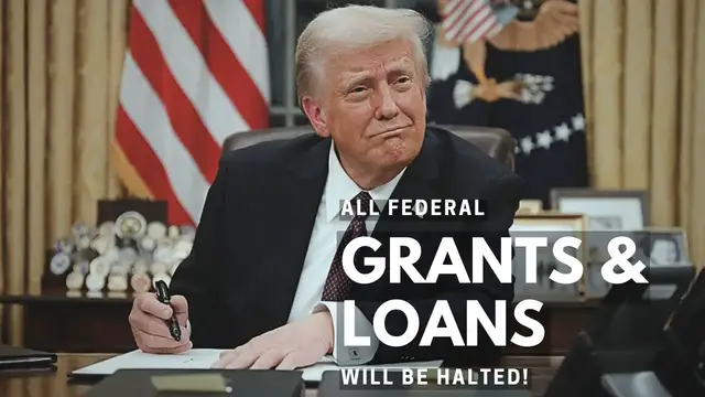 'Video thumbnail for President Donald Trump Pauses Federal Grants and Loans'