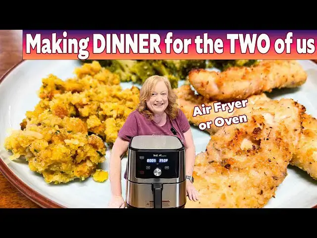 'Video thumbnail for DINNER WITH THE TWO OF US Chicken Tenders, Broccoli, Stuffing, Air Fryer'