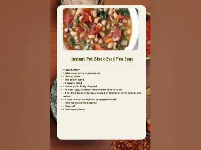 'Video thumbnail for Instant Pot Black Eyed Pea Soup #food #recipe #shorts'