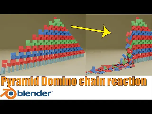 'Video thumbnail for Make 2D pyramid using Dominos in Blender | 3d Domino chain reaction animation tutorial'