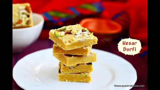 'Video thumbnail for Kesar milk powder burfi - Diwali sweets'