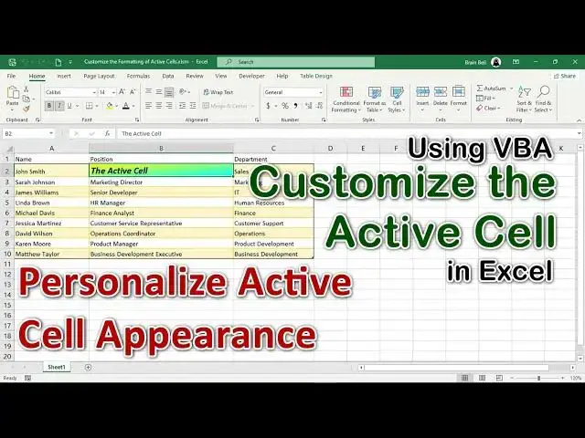 'Video thumbnail for Personalize/Customize Active Cell Formatting in Excel Using VBA'