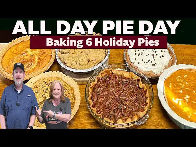 'Video thumbnail for ALL DAY PIE DAY Baking 6 Holiday Pies In One Day'
