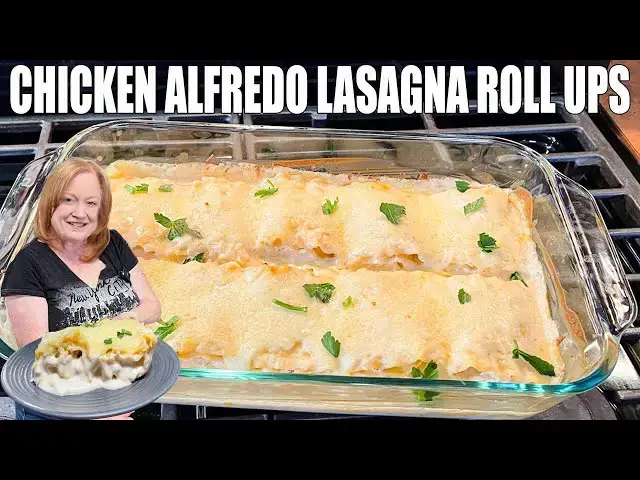 'Video thumbnail for CREAMY CHICKEN ALFREDO LASAGNA ROLL UPS'