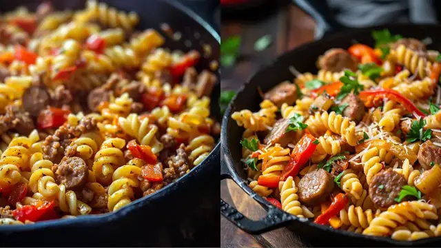 'Video thumbnail for Philly Cheesesteak Pasta Skillet Recipe: A Comforting Culinary Creation'