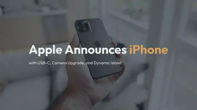 'Video thumbnail for Apple announces iPhone 15 with USB-C, a camera upgrade, and the Dynamic Island'