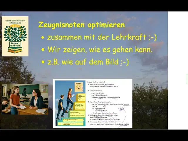 'Video thumbnail for Zeugnisnoten optimieren - zusammen mit der Lehrkraft ;-) Wir zeigen, wie das konkret aussehen kann'
