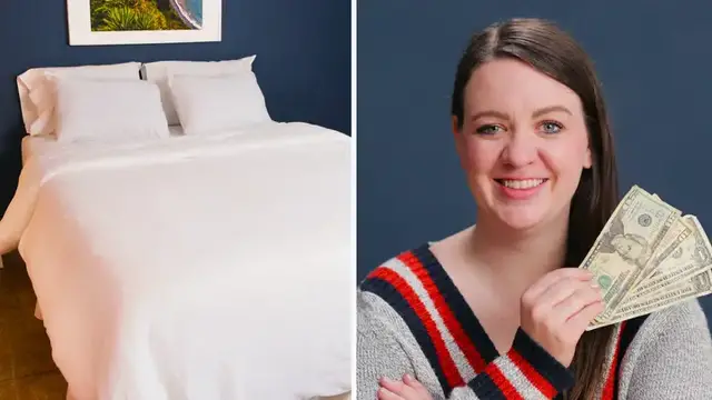 'Video thumbnail for How to Style a Cozy Bed for Just $32'