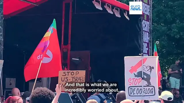 'Video thumbnail for Hundreds take to the streets of the Hague in demonstration against NATO days before major summit'