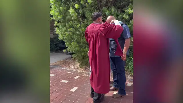 'Video thumbnail for Son Surprises Immigrant Parents With Cap And Gown At Master's Ceremony'