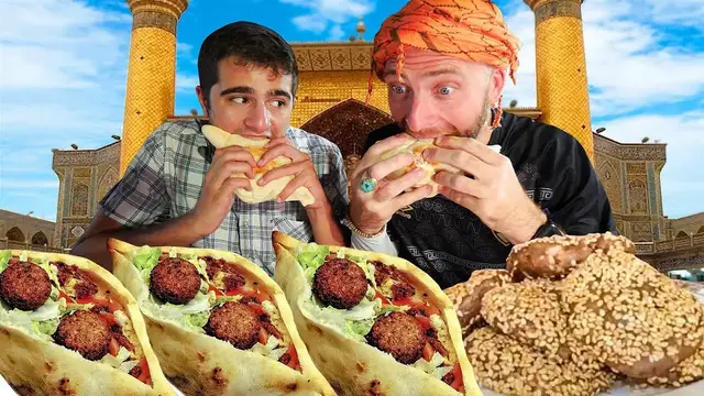 'Video thumbnail for Iraqi STREET FOOD MOUNTAIN in Baghdad, Iraq!! The BEST Baghdad Falafels!'