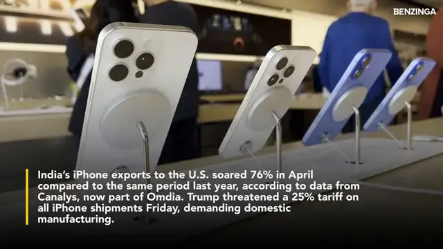 'Video thumbnail for Apple Ramps Up India Manufacturing As US iPhone Imports Surge 76% In April, While Shipments From China Plunge'