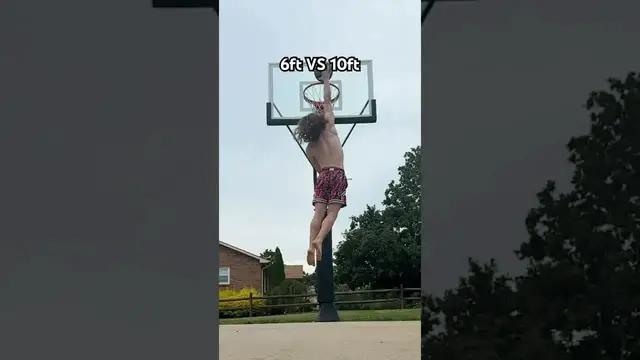 'Video thumbnail for (358) 6ft guy barefoot dunks on 10ft basketball rim'