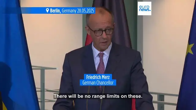 'Video thumbnail for Germany agrees €5bn in aid to Ukraine and joint production of long-range weapons'