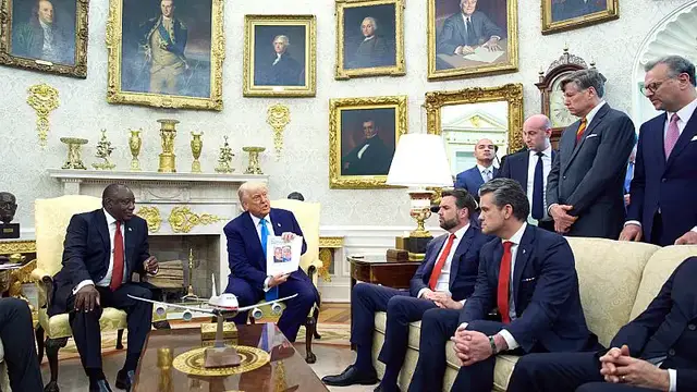'Video thumbnail for Trump defends video shown to South African President'