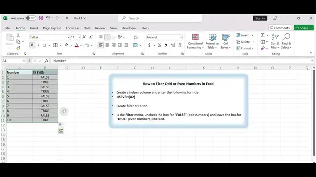 'Video thumbnail for How to Filter Odd or Even Numbers in Excel'