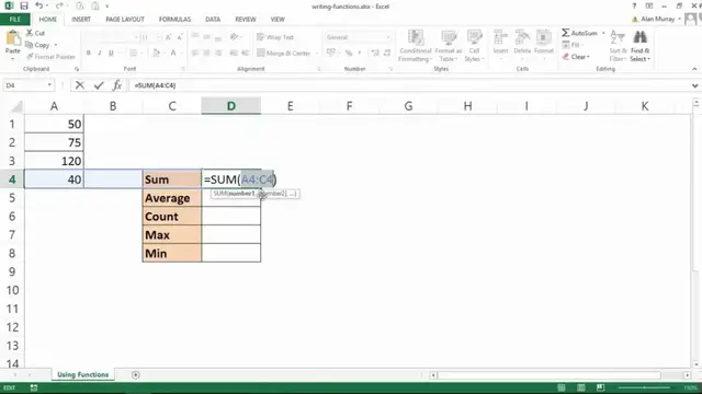 'Video thumbnail for Excel Formulas Part 4: Basic Excel Functions Including SUM, COUNT and AVERAGE'