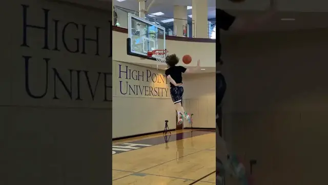 'Video thumbnail for (358) basketball back dunk at high point university'