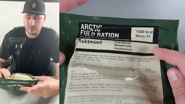 'Video thumbnail for Tasting Norwegian Arctic Field Ration Menu #1 Military MRE Meal Ready to Eat'