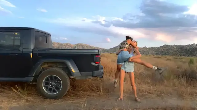 'Video thumbnail for just two girls truck camping in the desert'