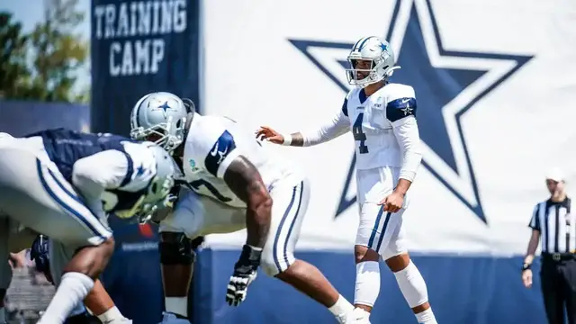 'Video thumbnail for law nation sports: dallas cowboys training camp, oxnard: dak prescott, ezekiel elliott & dan quinn's defense'