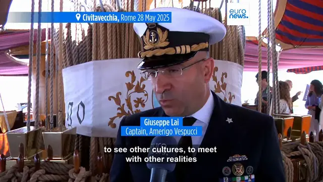 'Video thumbnail for The Amerigo Vespucci promotes Italy on worldwide and Mediterranean tours'