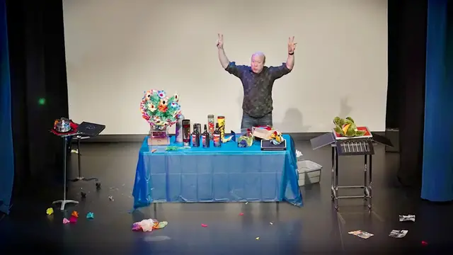 'Video thumbnail for Magician performs so many tricks on stage that he runs out of material'