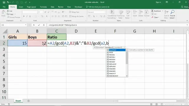 'Video thumbnail for Calculate the Ratio of Two Numbers in Excel'