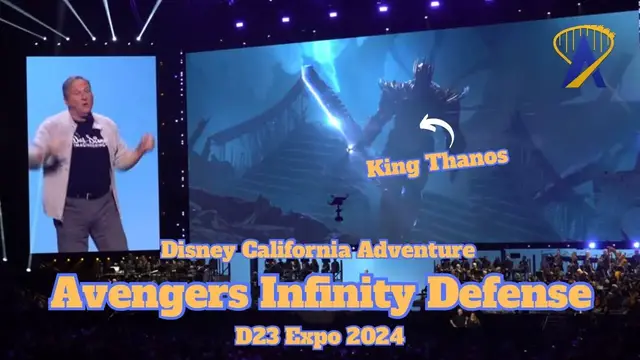'Video thumbnail for Avengers Infinity Defense Ride Announced for Avengers Campus at D23 2024'