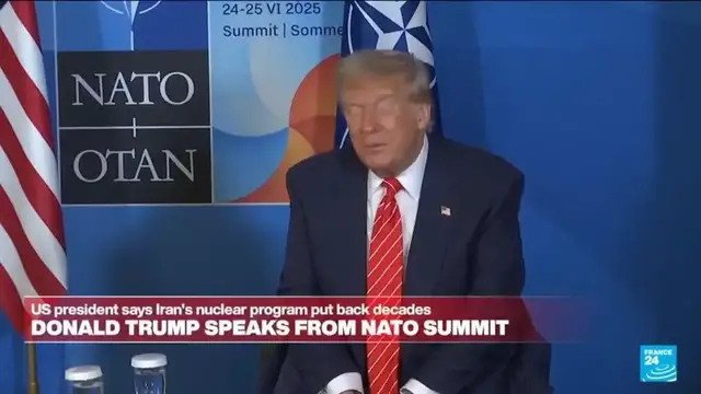 'Video thumbnail for Donald Trump speaks from NATO summit on Iran'