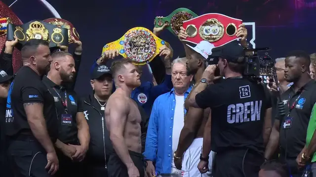 'Video thumbnail for Canelo Alvarez and William Scull on weight ahead of undisputed 168-pound title bout'