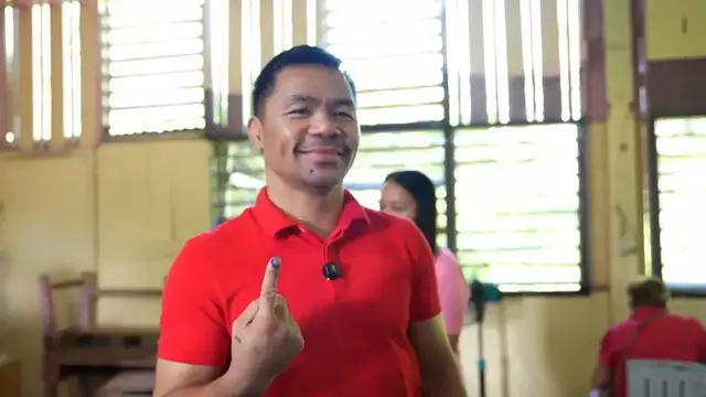 'Video thumbnail for Manny Pacquiao votes in Philippines elections amid reports of boxing comeback'