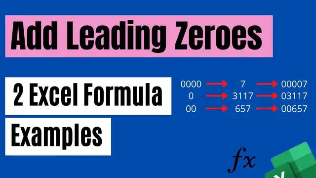 'Video thumbnail for Add Leading Zeroes with an Excel Formula - Two Examples'