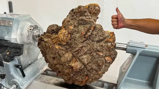 'Video thumbnail for Woodturning – Giant Oak Burl to Worms Lookalike Figured Bowl'