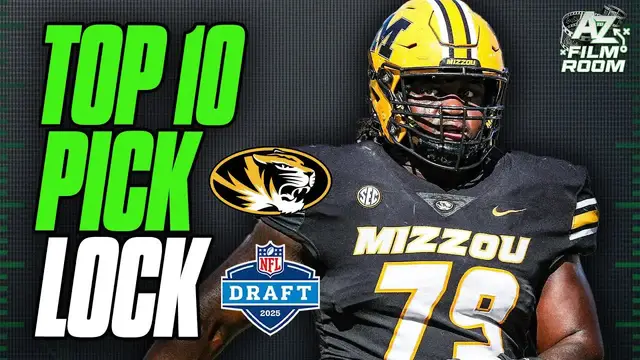 'Video thumbnail for a to z sports film room: armand membou 2025 nfl draft scouting report - jets potential offensive line star?'