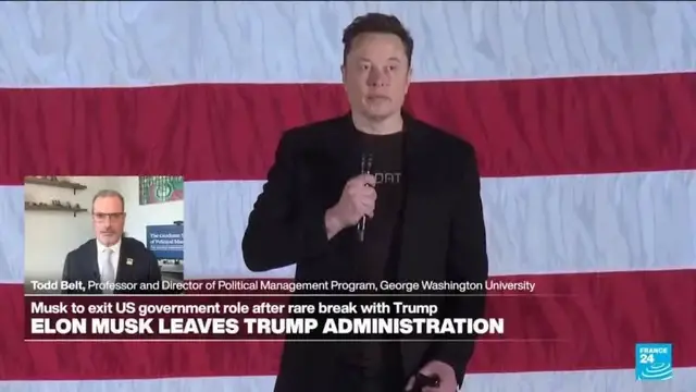 'Video thumbnail for 'Musk was Trump's lightning rod', politics professor says as billionaire leaves DOGE'