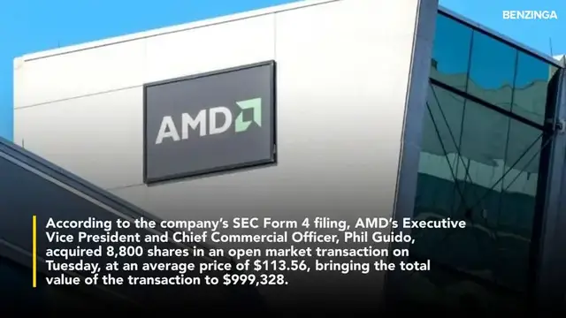 'Video thumbnail for Top AMD Exec Adds Nearly $1 Million Of The Chipmaker's Stock: Signals Confidence Amid Buybacks, Easing Tariffs And Saudi'