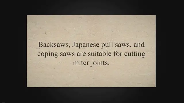 'Video thumbnail for Cutting Perfect Miter Joints: A Guide to Choosing and Using the Best Hand Saw for the Job'