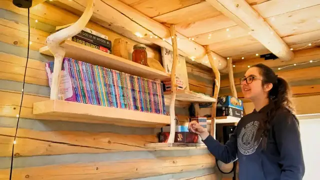 'Video thumbnail for Building rustic bookshelves inside our Log Cabin | Maple Syrup season was a SUCCESS!'